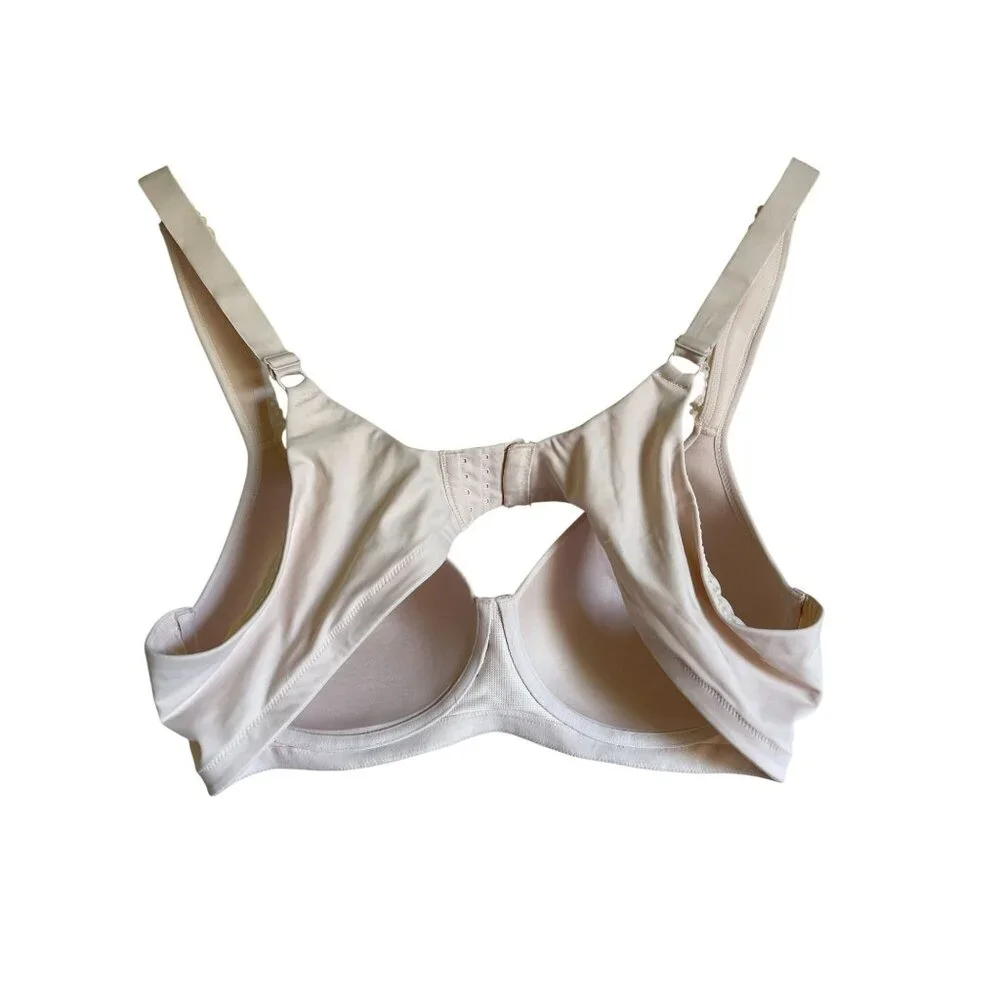 BREEZIES 42C Luxe Lace Cream Ivory Lace Trim Bra Wire Free T-Shirt Soft Shell A2
